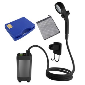HK.sell 수온표시 충전식 휴대용 캠핑 샤워기 kc 인증 대용량 건전지 5200mAh